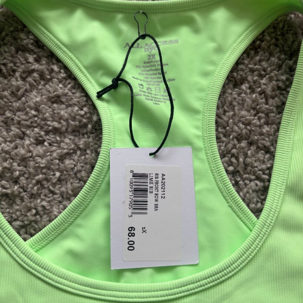 NWT Bandier All Access NYC Rib Front Row Sports Bra Lime Rib - Picture 4 of 4